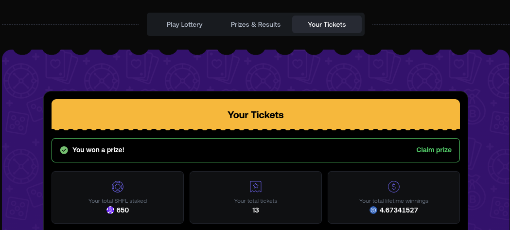 Claim SHFL Lottery prize